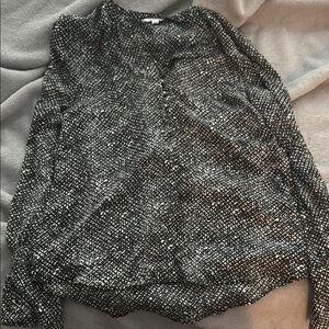 Calvin Klein Black and White Long Sleeve Blouse